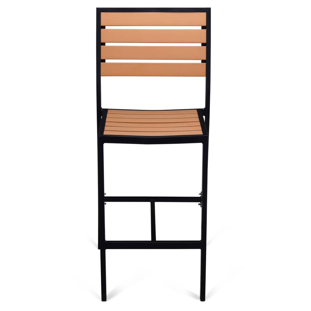 Black faux teak patio | Bar stool