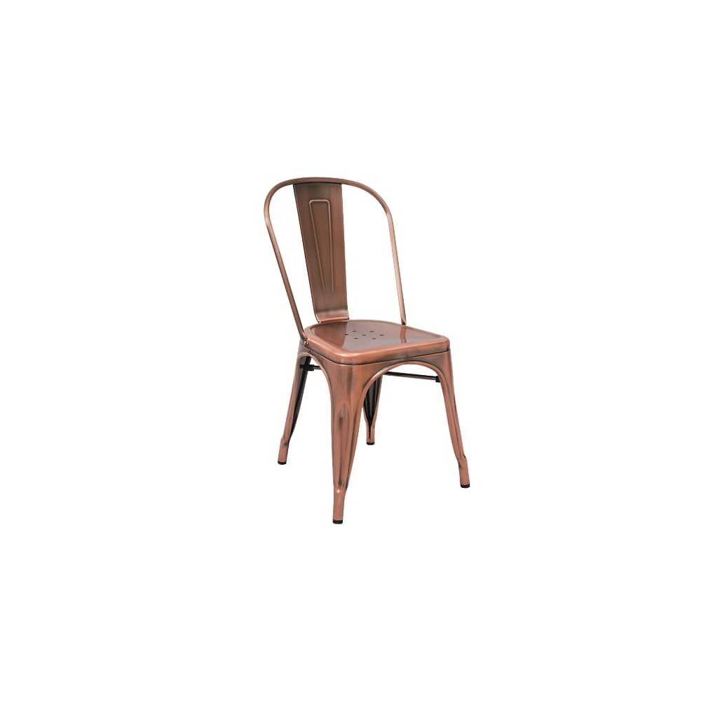 Bistro-Style Metal Chair in Copper Finish