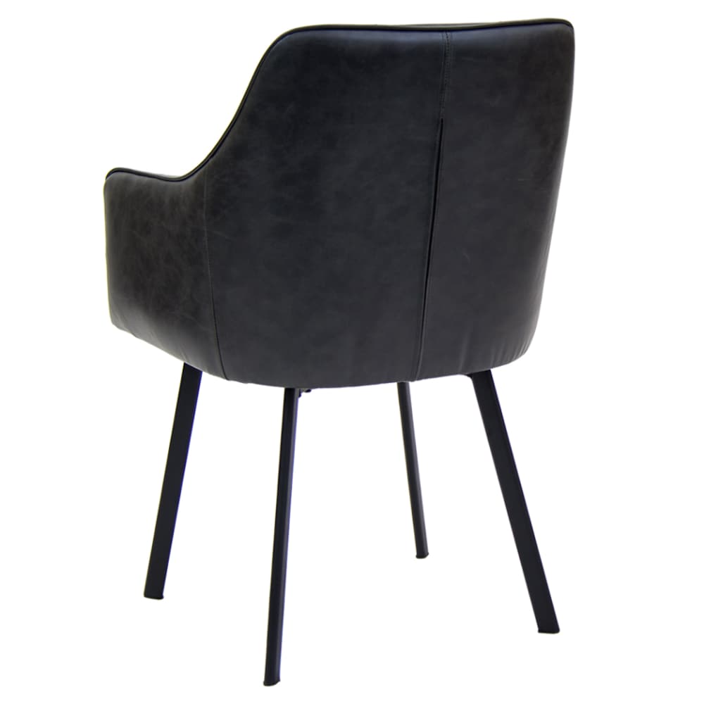Recessed dark gray vinyl metal | Armchair