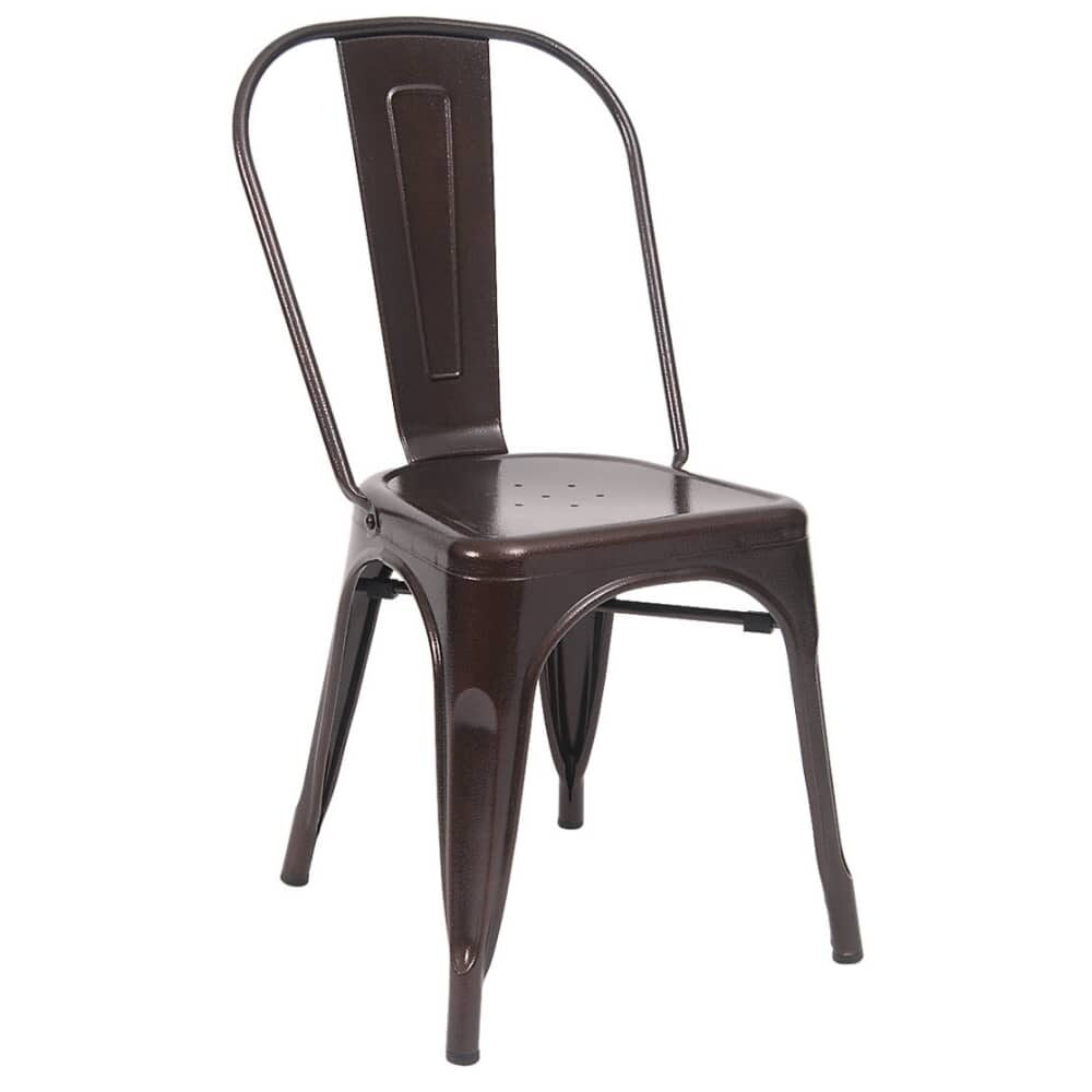 Bistro-Style Metal Chair in Brown Finish