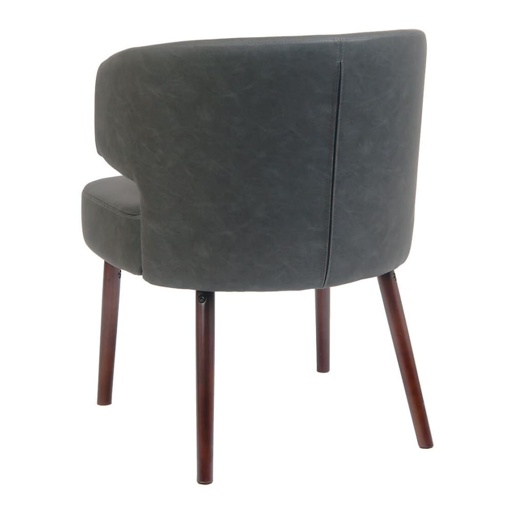Dark gray vinyl Lounge with Mahogany wood legs | Armchair