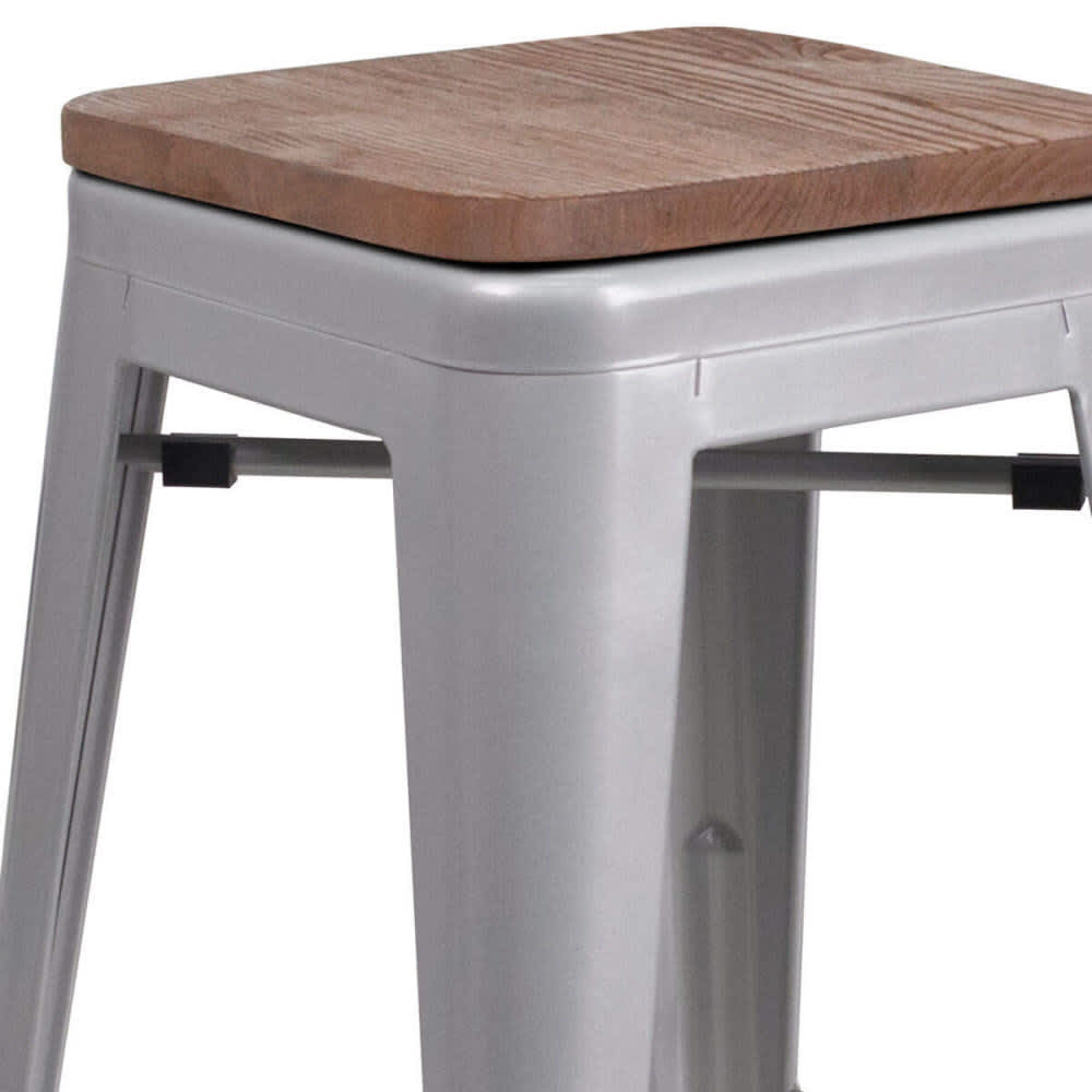 Bistro Style Silver metal Backless | Bar stool