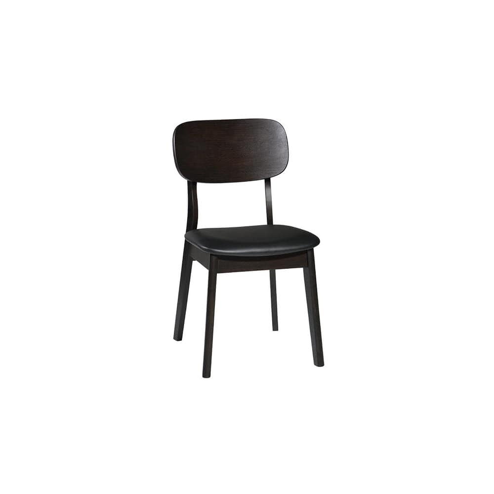 Dark Walnut Wood Chair with Black Vinyl Seat