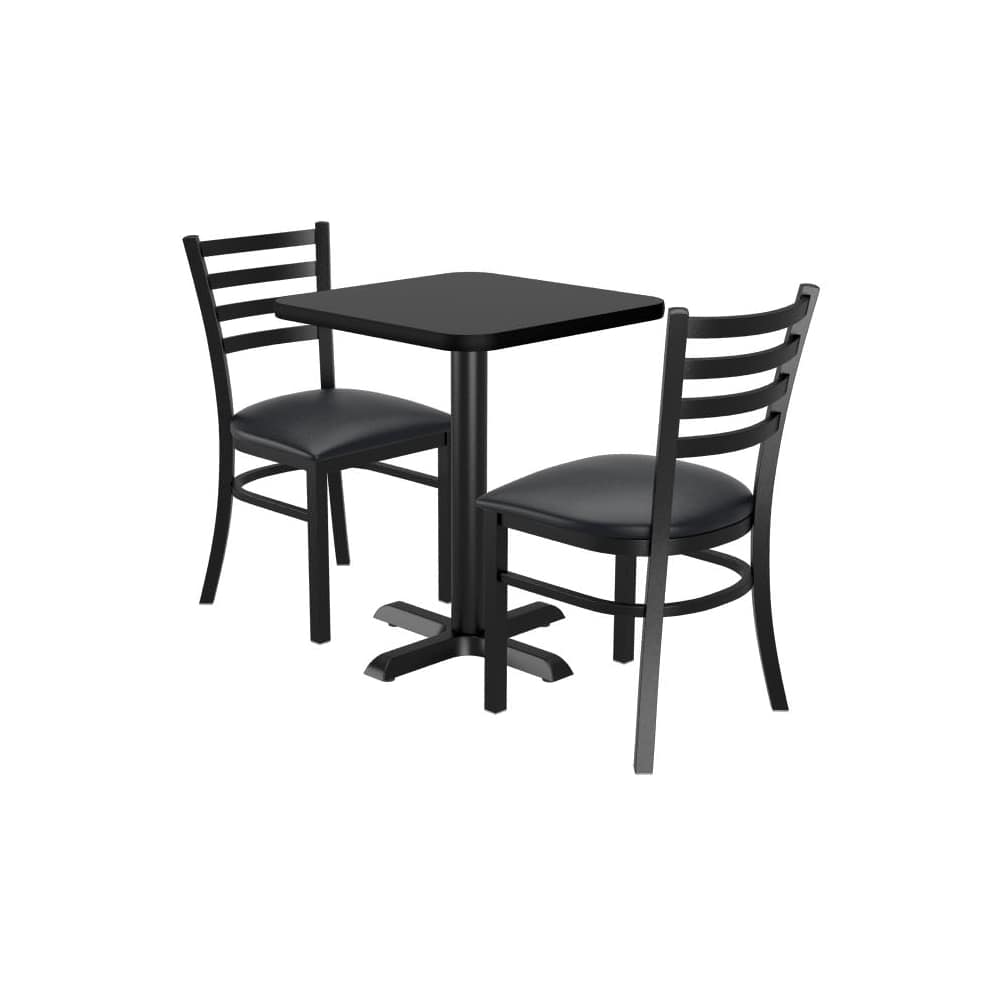2 ladder-back metal chairs with square reversible table | Dining set