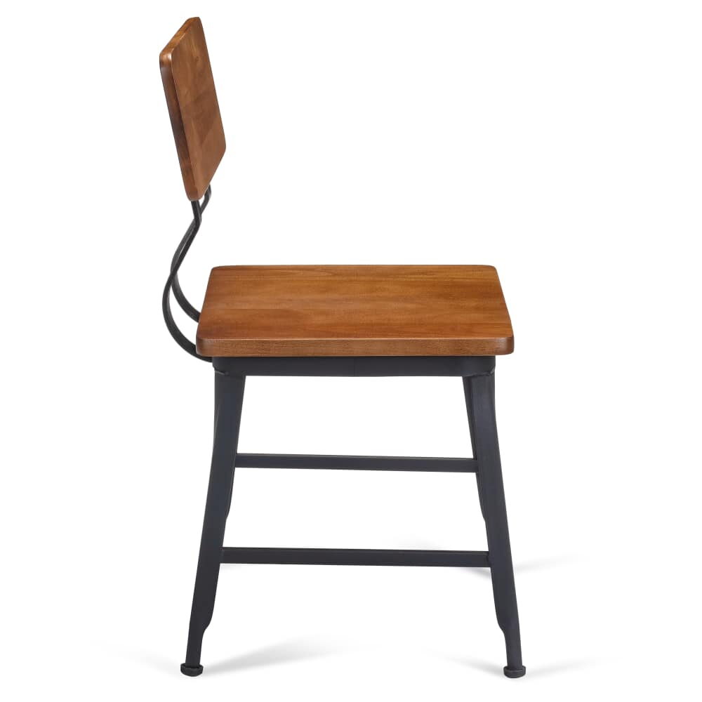 Massello Black Metal Chair with Wood Back