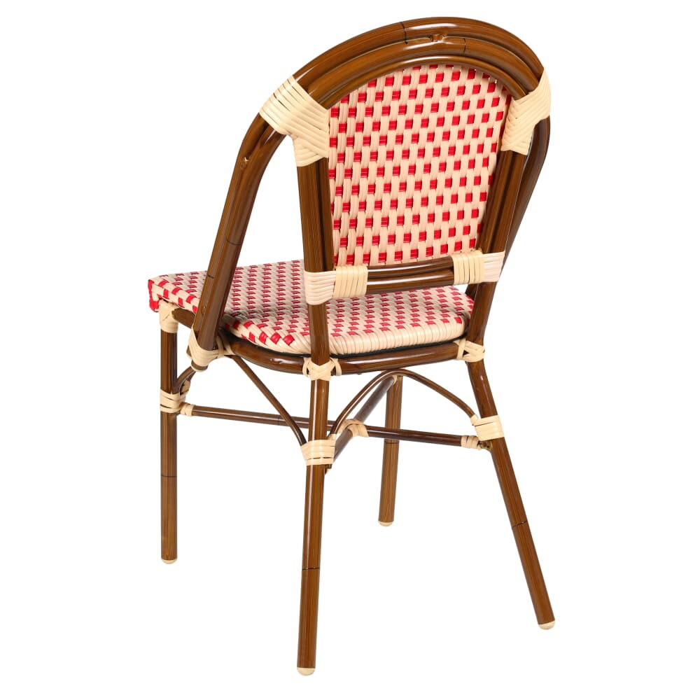 Aluminum Bamboo Patio Chair with Red and Cream Rattan