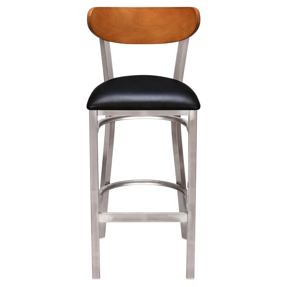 Curvy in clear Coat with wood back | Bar stool