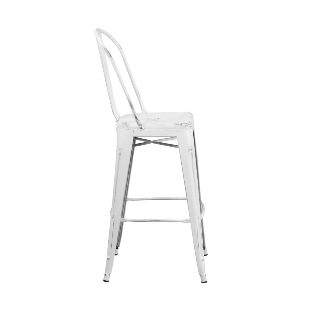 Distressed white Bistro Style | Bar stool