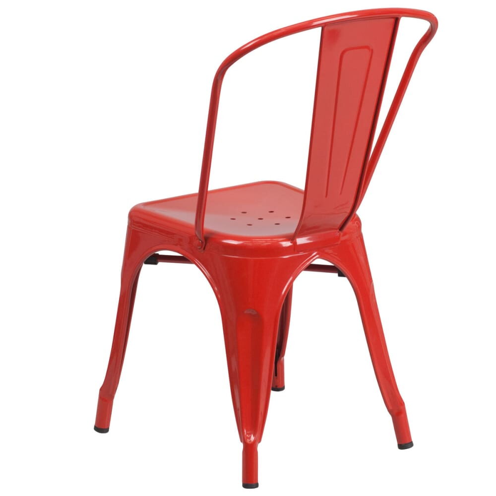 Bistro-Style Metal Chair in Red Finish