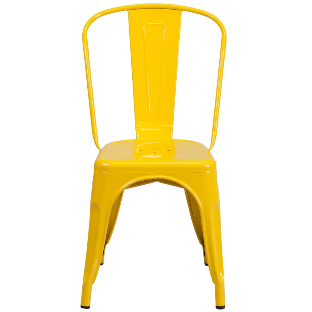 Bistro-Style Metal Chair in Yellow Finish